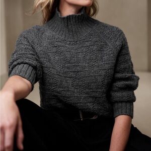 Banana Republic Karo jaquard merino wool-blend cropped turtleneck sweater